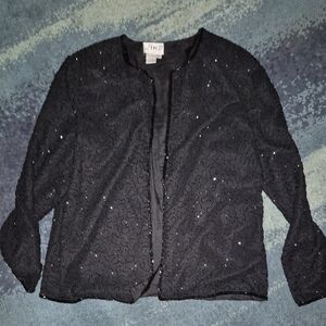 Vintage Jmd New York Elegant Black Sequin Jacket Size L